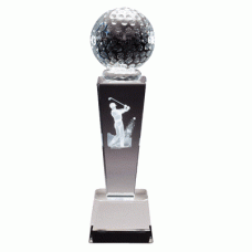Cry213  Crystal golf trophy with 3-D Golfer - Male